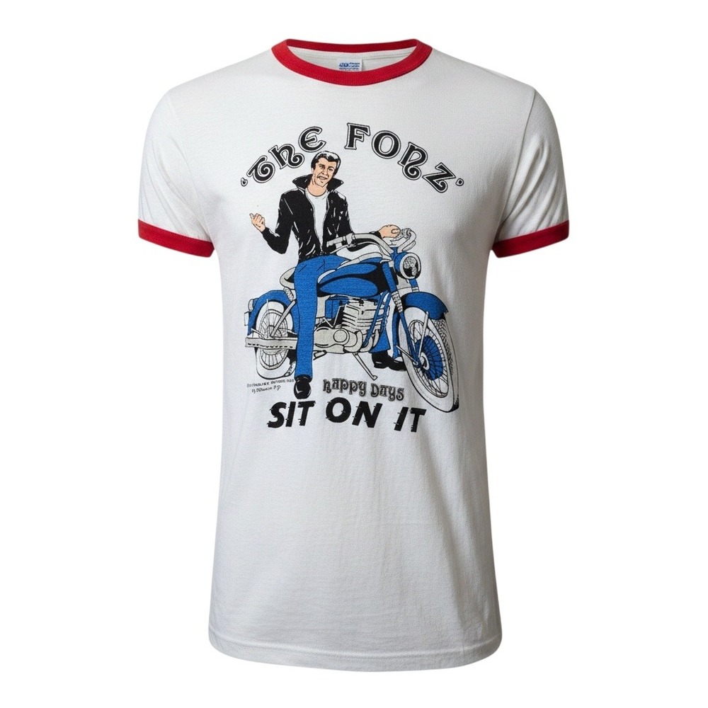 Vintage Happy Days The Fonz Ringer T-Shirt Sit On It Youth Large Paramount